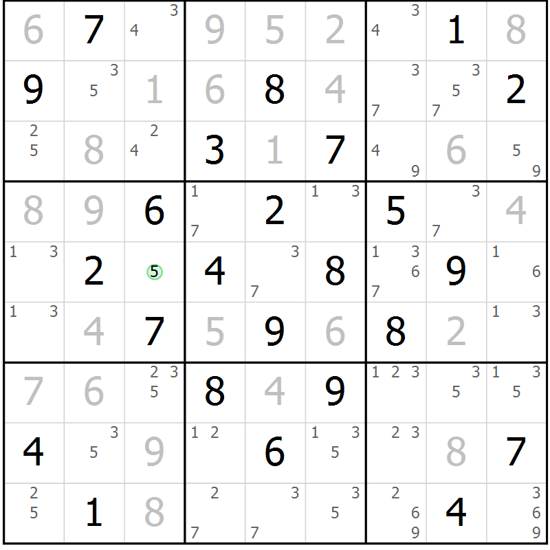 Position des candidats pour la solution de la Gr 72 page 75 du magazine de sudoku Maestro n° 103