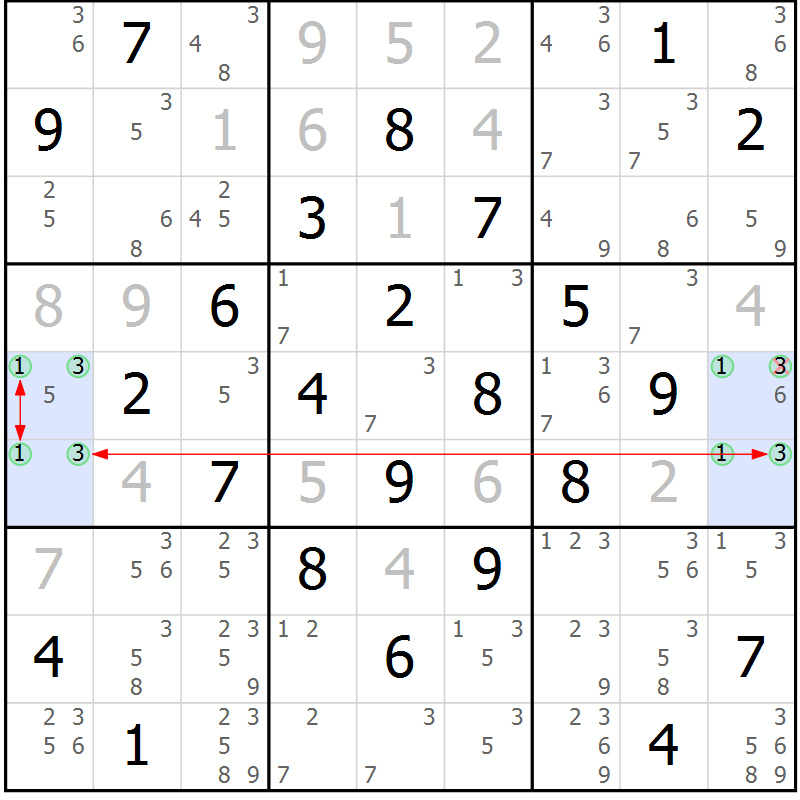 Position des candidats pour la solution de la Gr 72 page 75 du magazine de sudoku Maestro n° 103