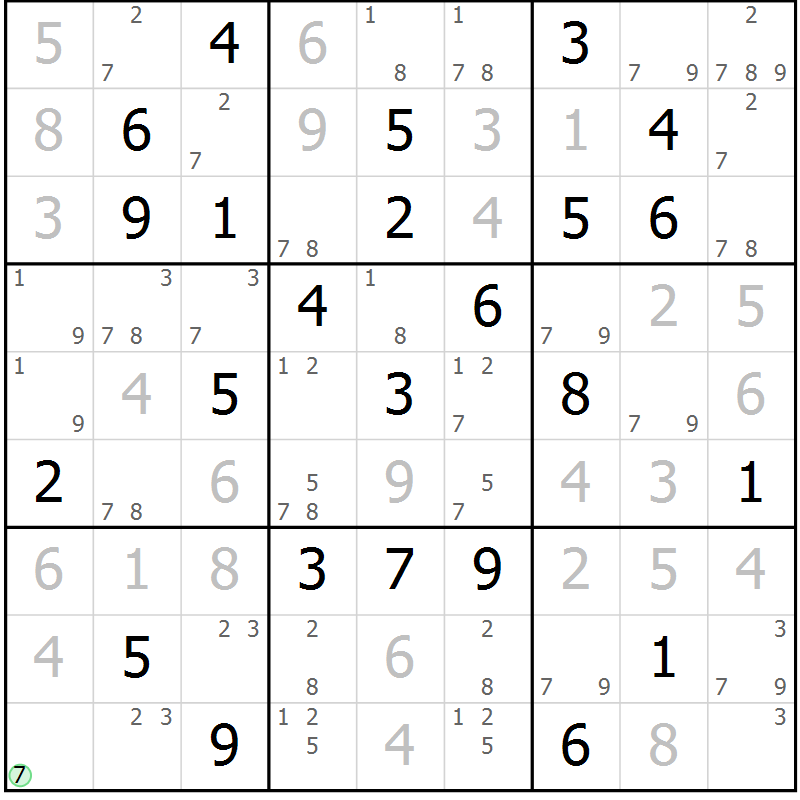 Position des candidats pour la solution de la Gr 76 page 79 du magazine de sudoku Maestro n° 103