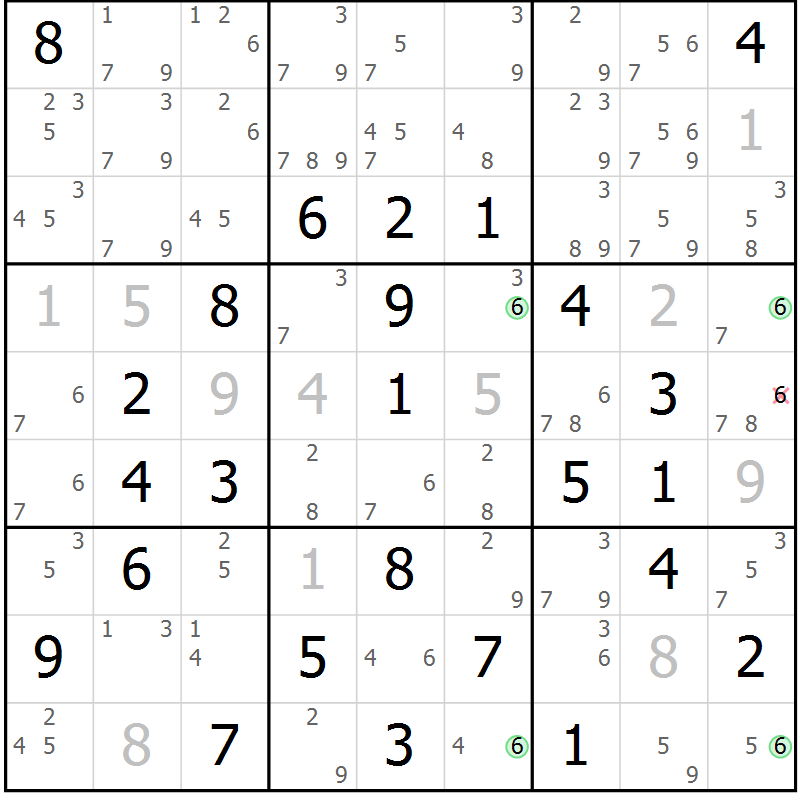 Position des candidats pour la solution de la Gr 79 page 82 du magazine de sudoku Maestro n° 103