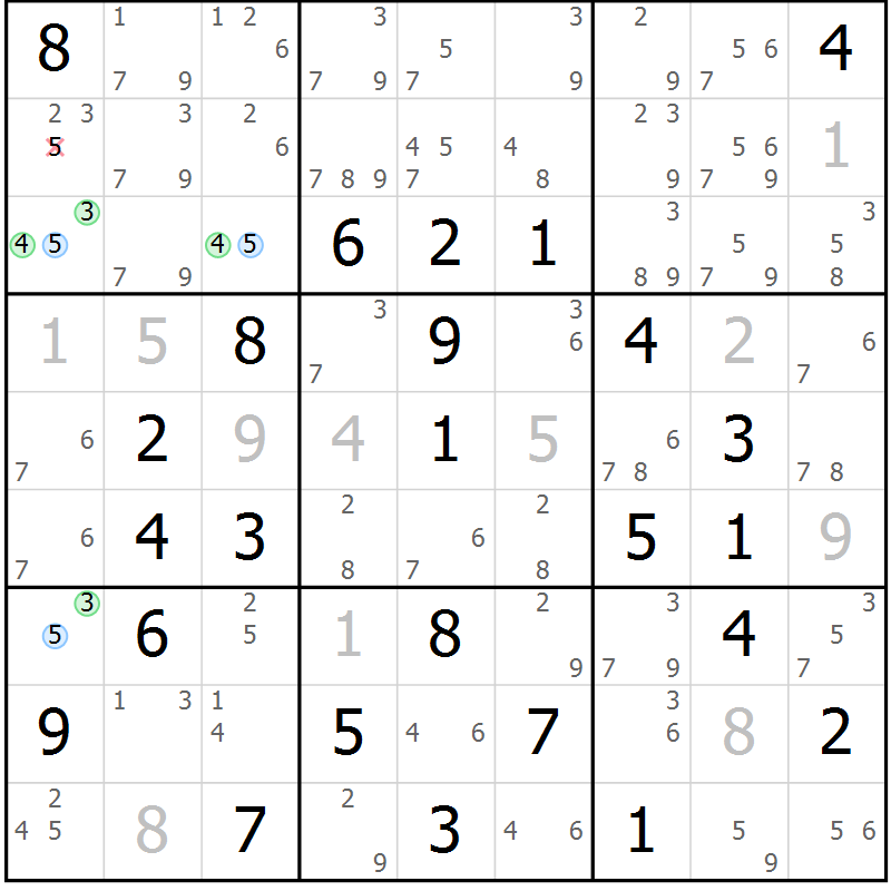 Position des candidats pour la solution de la Gr 79 page 82 du magazine de sudoku Maestro n° 103