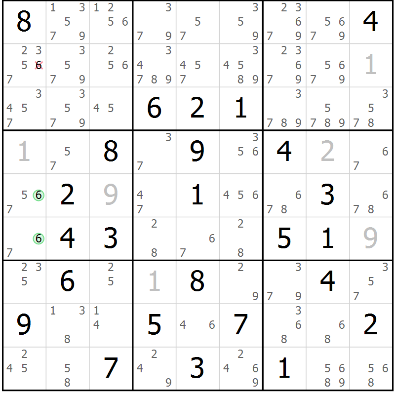 Position des candidats pour la solution de la Gr 79 page 82 du magazine de sudoku Maestro n° 103