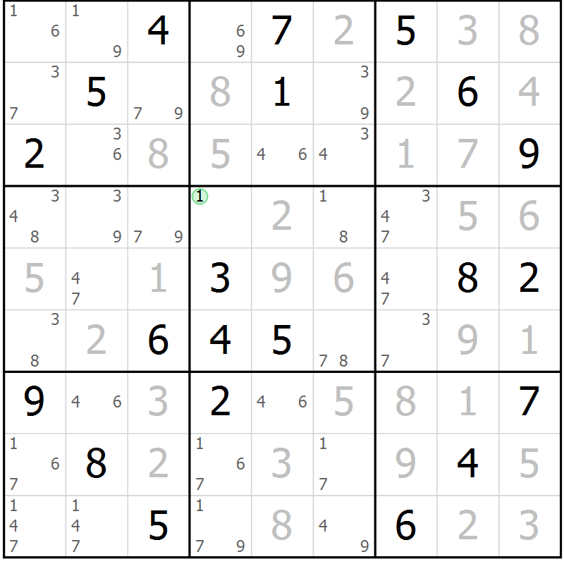 Position des candidats pour la solution de la Gr 80 page 83 du magazine de sudoku Maestro n° 103