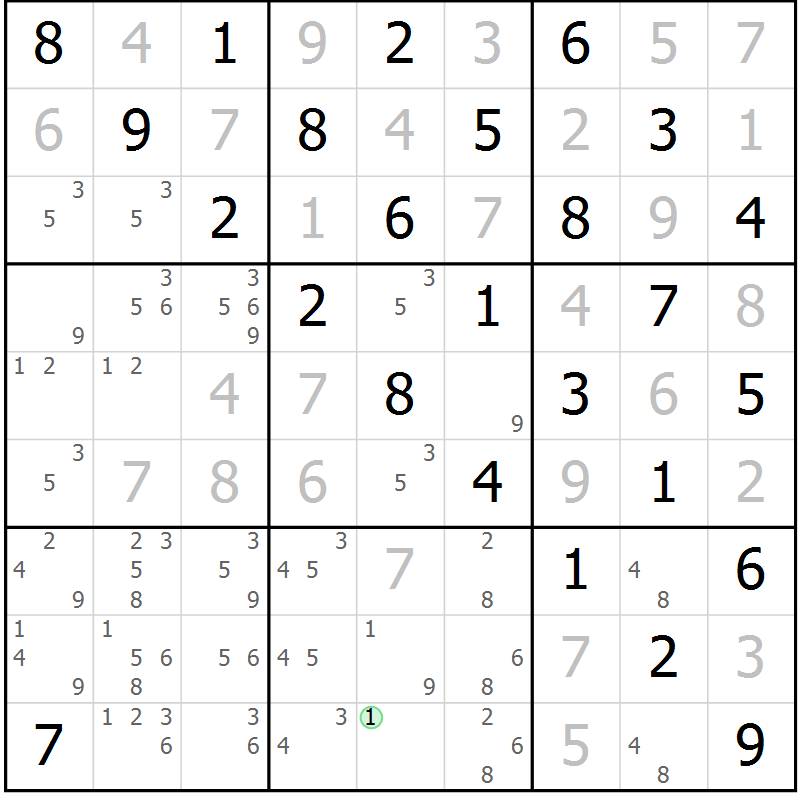 Position des candidats pour la solution de la Gr 82 page 85 du magazine de sudoku Maestro n° 103