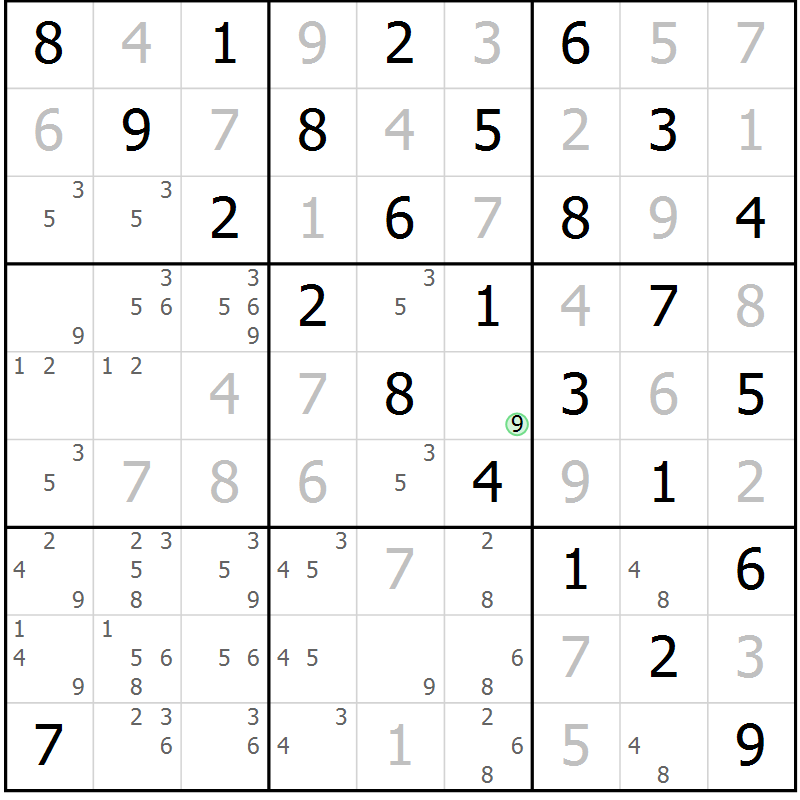 Position des candidats pour la solution de la Gr 82 page 85 du magazine de sudoku Maestro n° 103