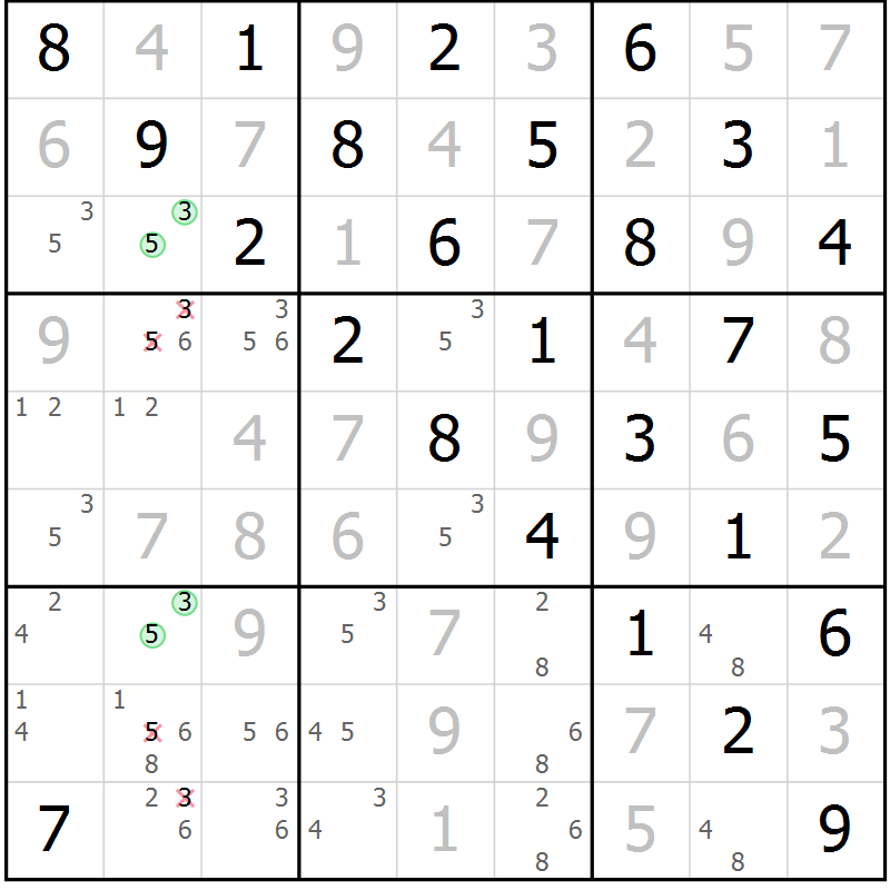 Position des candidats pour la solution de la Gr 82 page 85 du magazine de sudoku Maestro n° 103