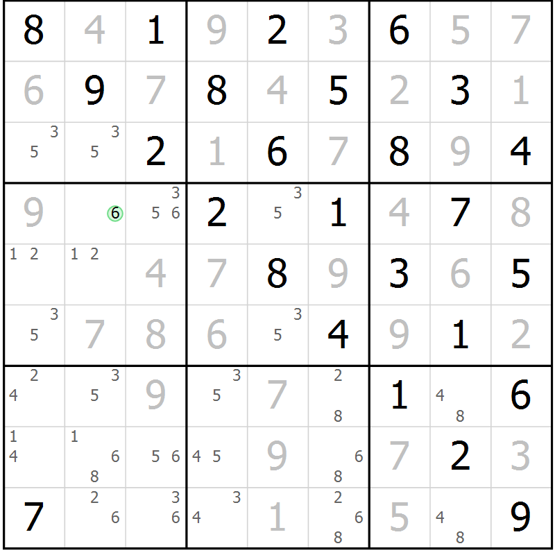 Position des candidats pour la solution de la Gr 82 page 85 du magazine de sudoku Maestro n° 103