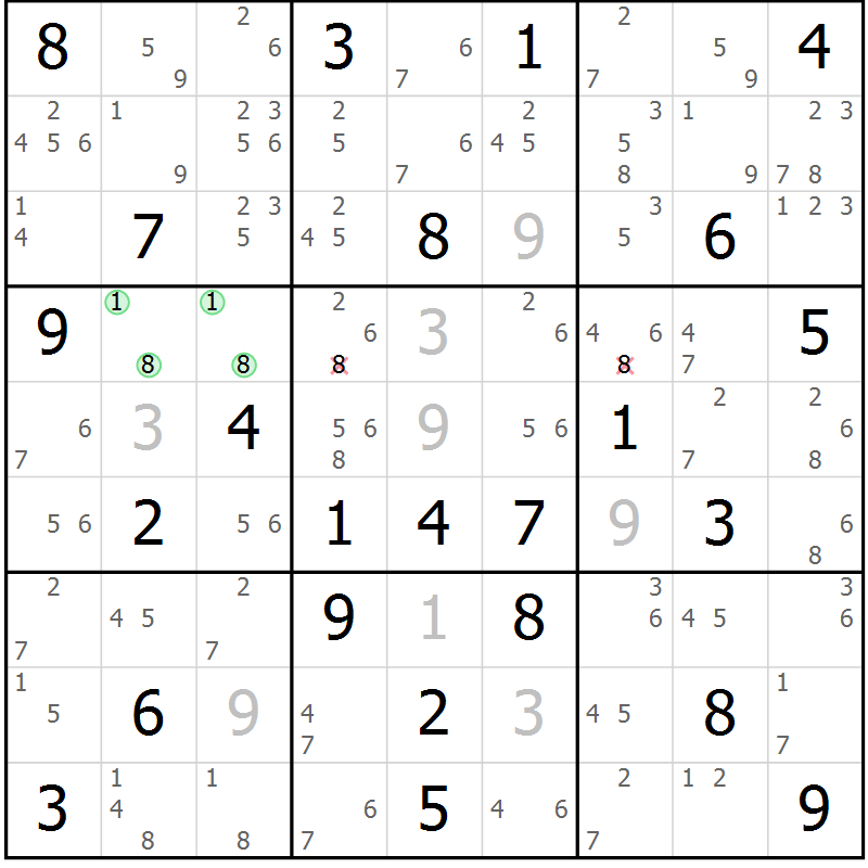 Position des candidats pour la solution de la Gr 83 page 86 du magazine de sudoku Maestro n° 103