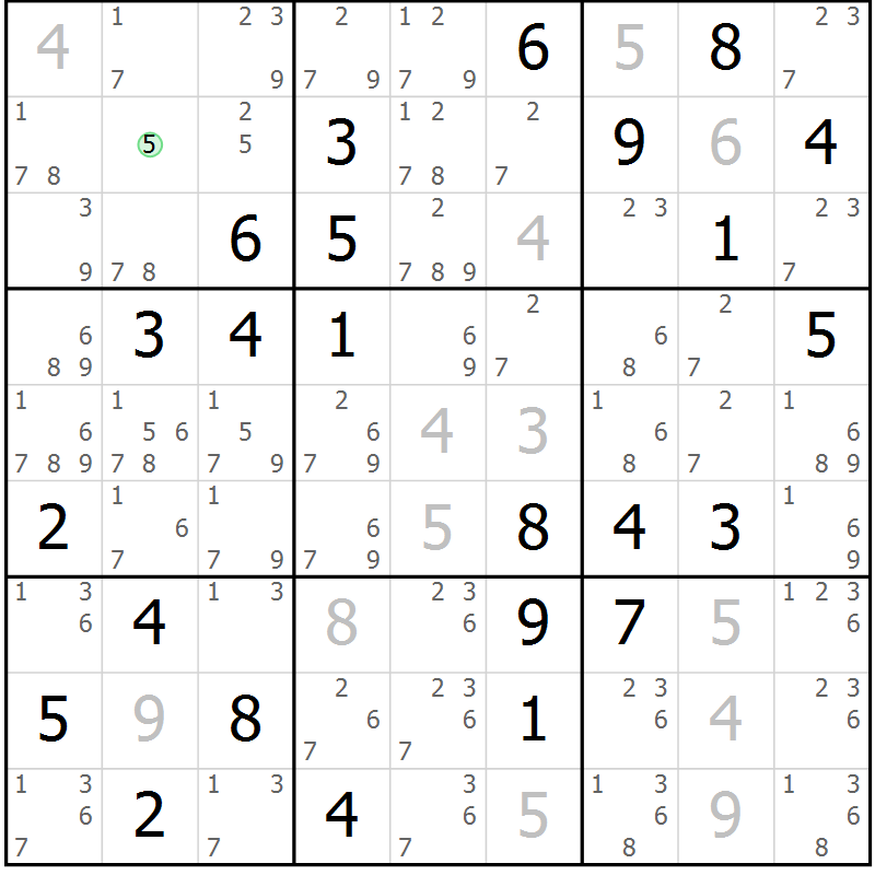 Position des candidats pour la solution de la Gr 10 page 13 du magazine de sudoku Maestro n° 104