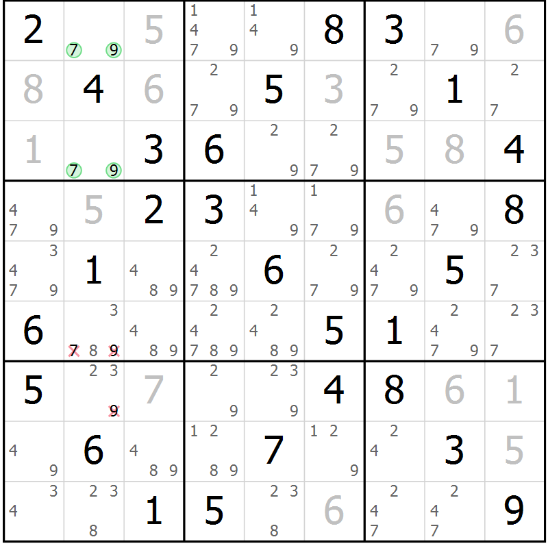 Position des candidats pour la solution de la Gr 12 page 15 du magazine de sudoku Maestro n° 104