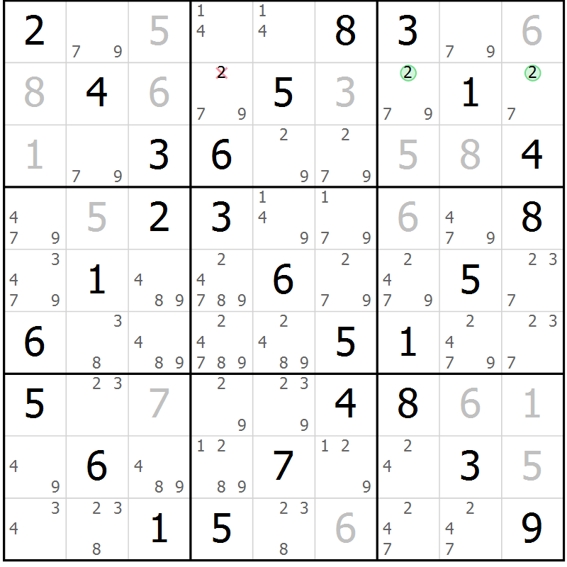Position des candidats pour la solution de la Gr 12 page 15 du magazine de sudoku Maestro n° 104