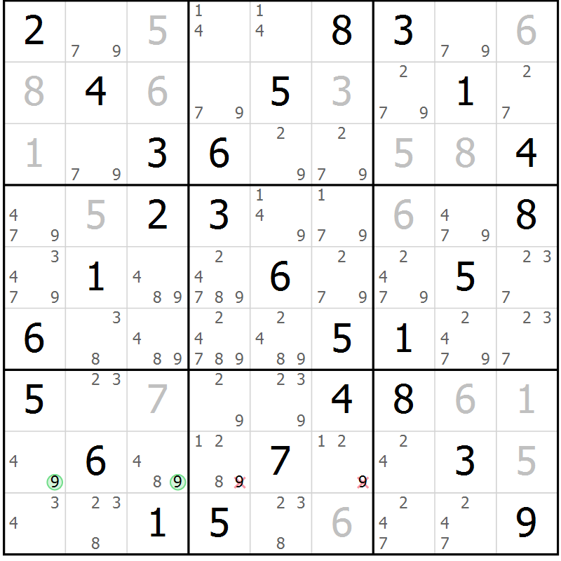 Position des candidats pour la solution de la Gr 12 page 15 du magazine de sudoku Maestro n° 104