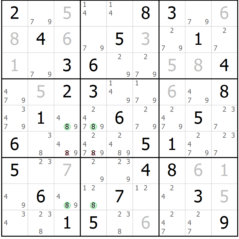 Position des candidats pour la solution de la Gr 12 page 15 du magazine de sudoku Maestro n° 104