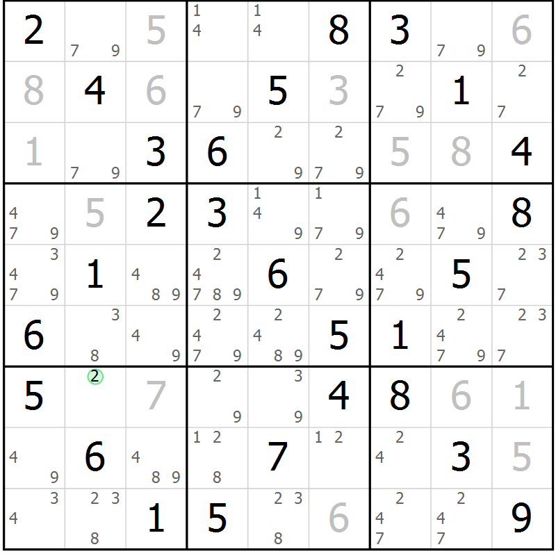 Position des candidats pour la solution de la Gr 12 page 15 du magazine de sudoku Maestro n° 104