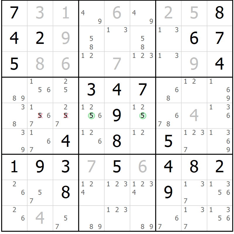 Position des candidats pour la solution de la Gr 13 page 16 du magazine de sudoku Maestro n° 104