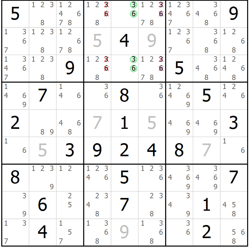 Position des candidats pour la solution de la Gr 14 page 17 du magazine de sudoku Maestro n° 104