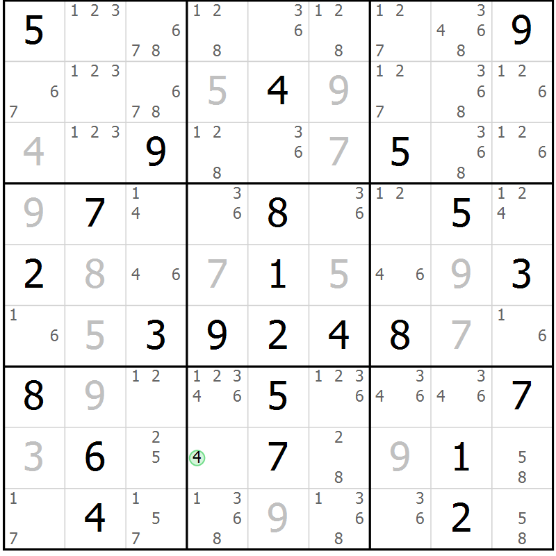 Position des candidats pour la solution de la Gr 14 page 17 du magazine de sudoku Maestro n° 104