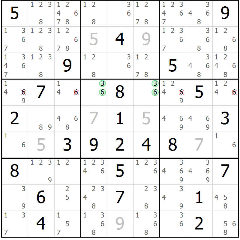 Position des candidats pour la solution de la Gr 14 page 17 du magazine de sudoku Maestro n° 104