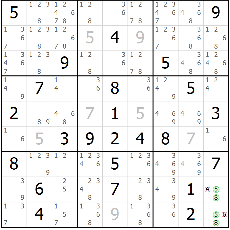 Position des candidats pour la solution de la Gr 14 page 17 du magazine de sudoku Maestro n° 104