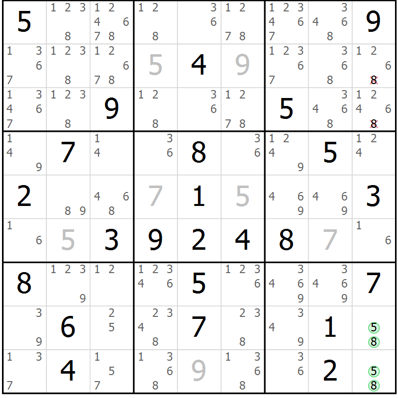 Position des candidats pour la solution de la Gr 14 page 17 du magazine de sudoku Maestro n° 104