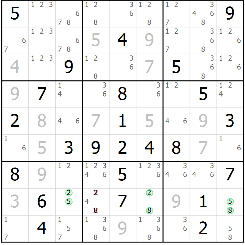Position des candidats pour la solution de la Gr 14 page 17 du magazine de sudoku Maestro n° 104