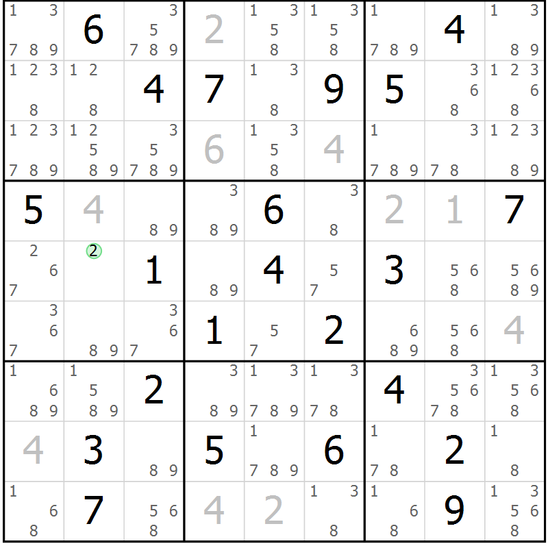 Position des candidats pour la solution de la Gr 15 page 18 du magazine de sudoku Maestro n° 104