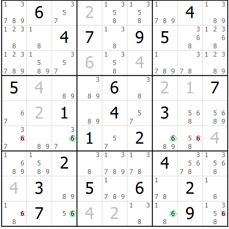 Position des candidats pour la solution de la Gr 15 page 18 du magazine de sudoku Maestro n° 104