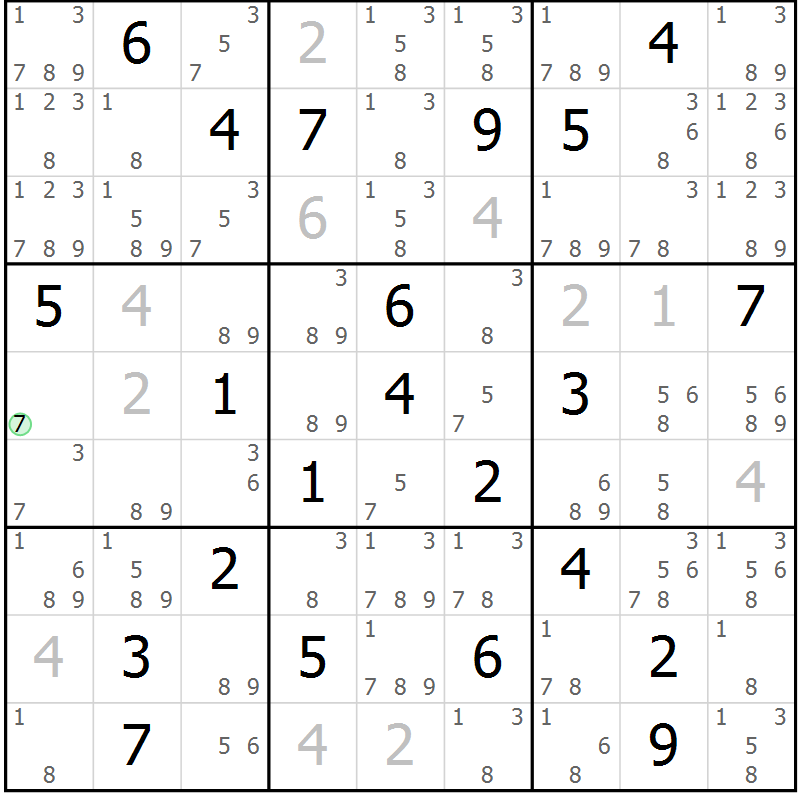 Position des candidats pour la solution de la Gr 15 page 18 du magazine de sudoku Maestro n° 104