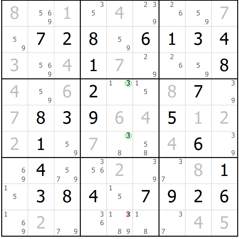 Position des candidats pour la solution de la Gr 16 page 19 du magazine de sudoku Maestro n° 104