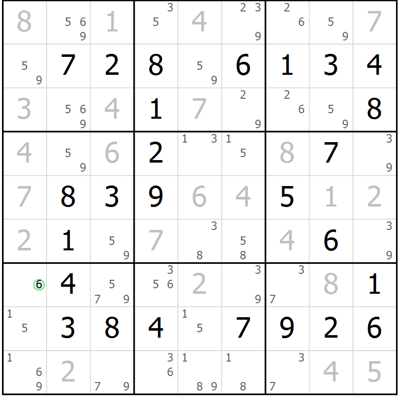 Position des candidats pour la solution de la Gr 16 page 19 du magazine de sudoku Maestro n° 104