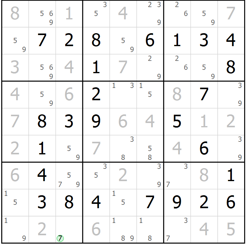 Position des candidats pour la solution de la Gr 16 page 19 du magazine de sudoku Maestro n° 104