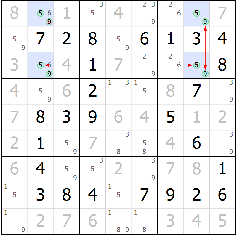 Position des candidats pour la solution de la Gr 16 page 19 du magazine de sudoku Maestro n° 104