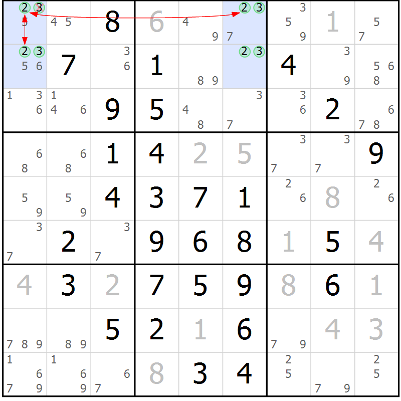 Position des candidats pour la solution de la Gr 18 page 21 du magazine de sudoku Maestro n° 104