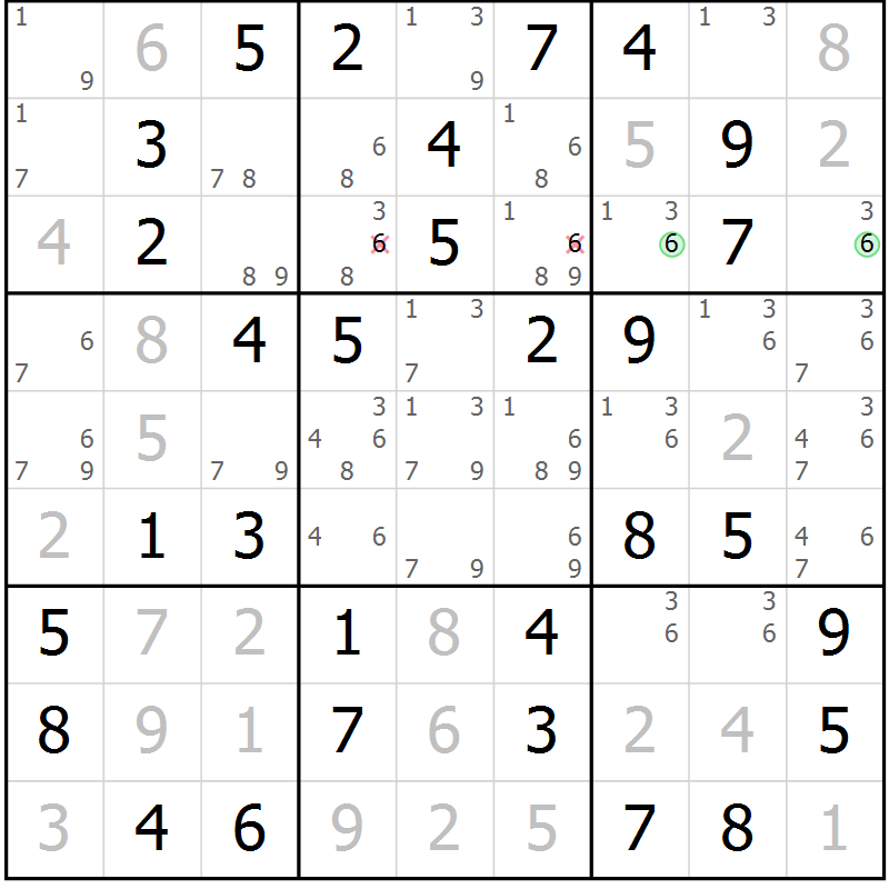 Position des candidats pour la solution de la Gr 19 page 22 du magazine de sudoku Maestro n° 104