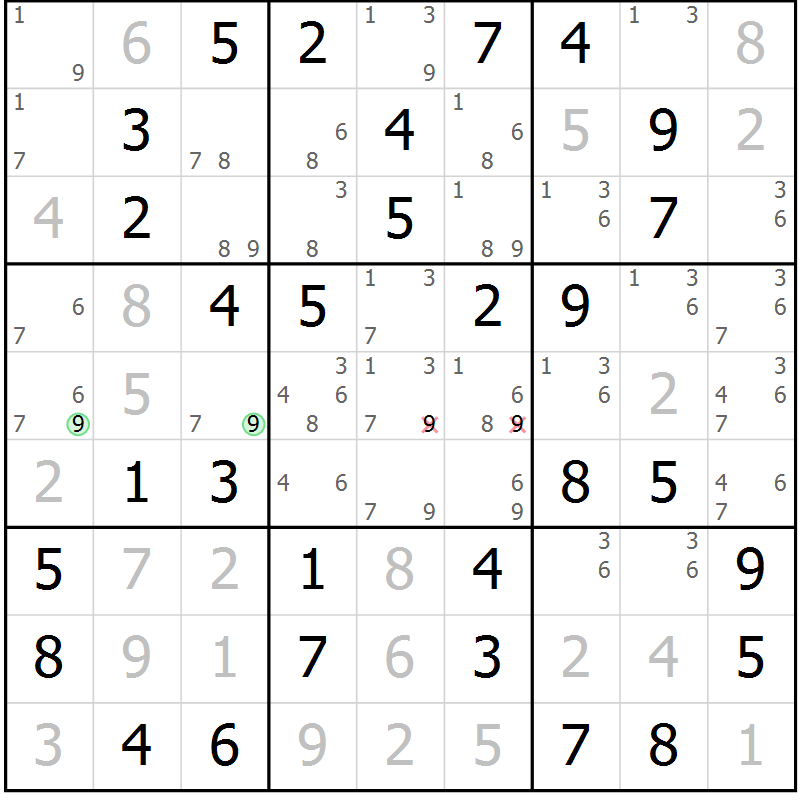 Position des candidats pour la solution de la Gr 19 page 22 du magazine de sudoku Maestro n° 104