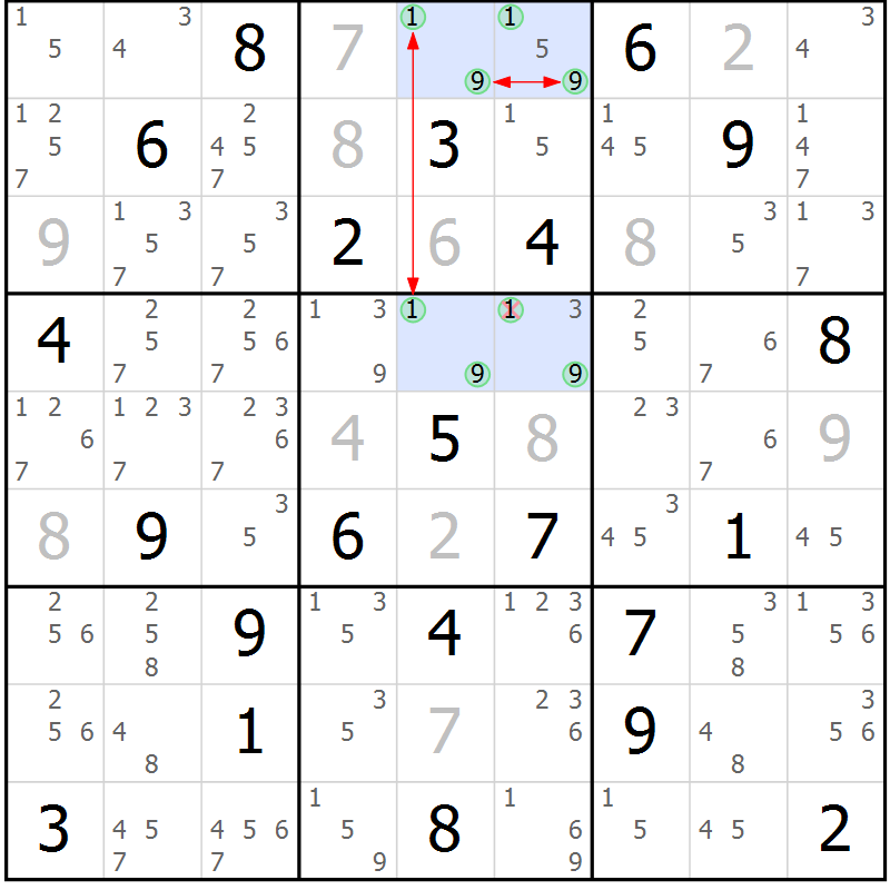 Position des candidats pour la solution de la Gr 2 page 5 du magazine de sudoku Maestro n° 104