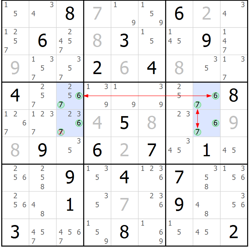 Position des candidats pour la solution de la Gr 2 page 5 du magazine de sudoku Maestro n° 104