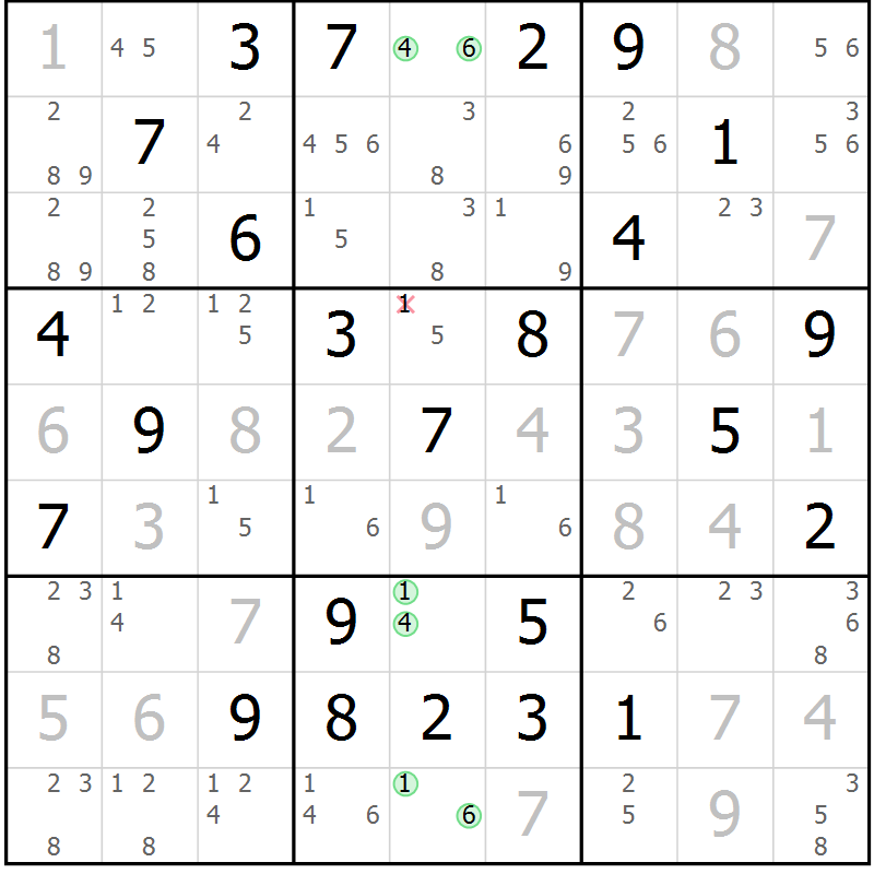 Position des candidats pour la solution de la Gr 21 page 24 du magazine de sudoku Maestro n° 104