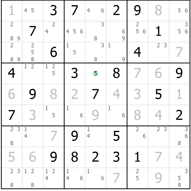 Position des candidats pour la solution de la Gr 21 page 24 du magazine de sudoku Maestro n° 104