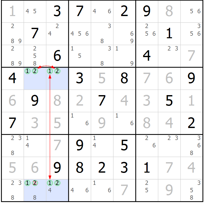 Position des candidats pour la solution de la Gr 21 page 24 du magazine de sudoku Maestro n° 104
