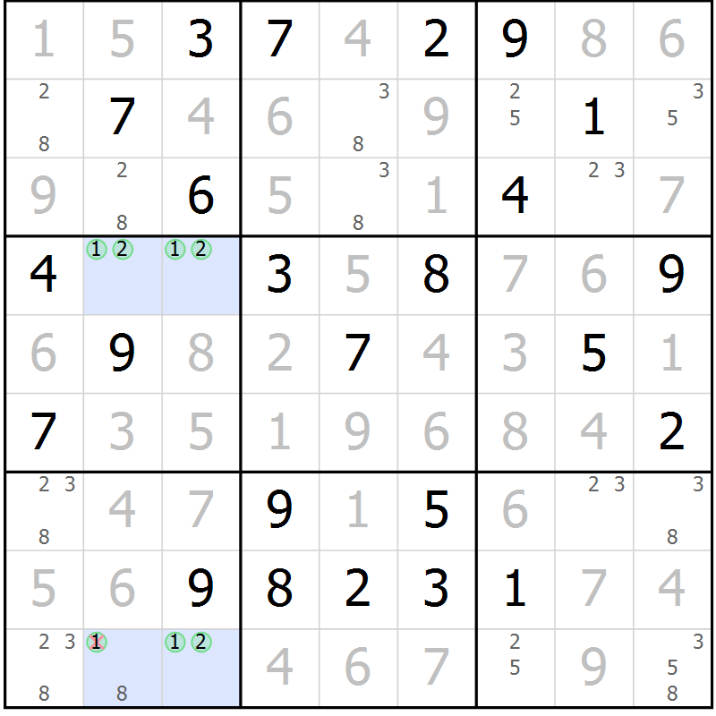 Position des candidats pour la solution de la Gr 21 page 24 du magazine de sudoku Maestro n° 104