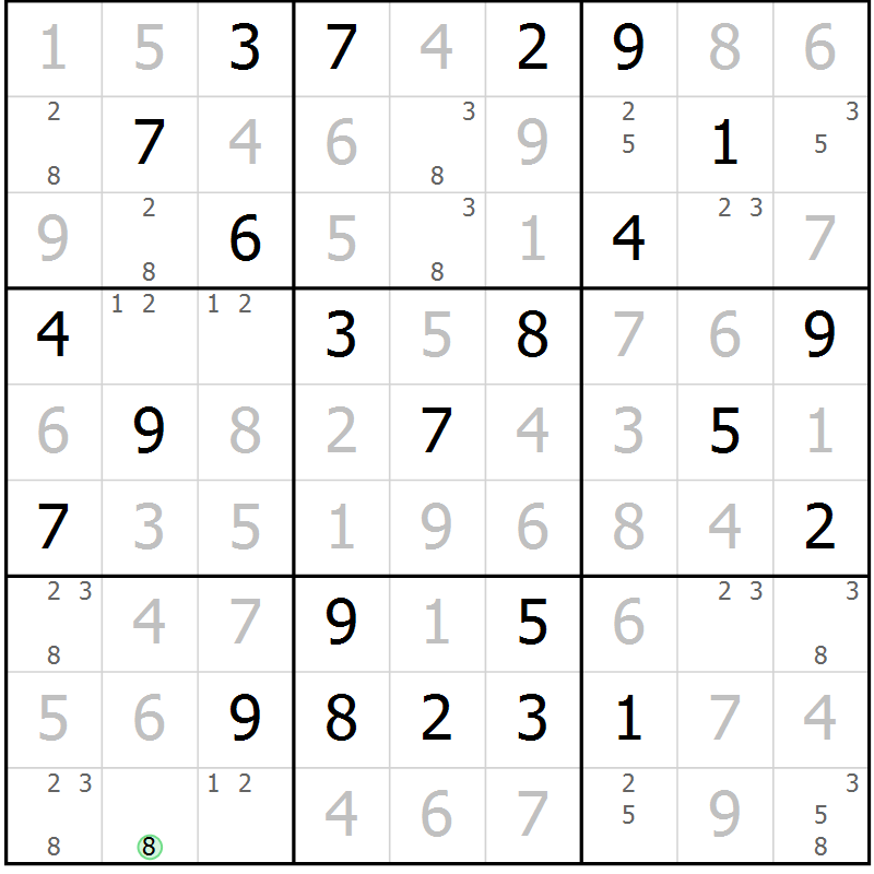Position des candidats pour la solution de la Gr 21 page 24 du magazine de sudoku Maestro n° 104