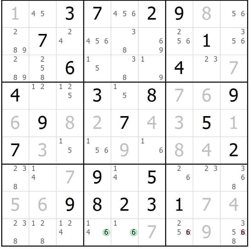 Position des candidats pour la solution de la Gr 21 page 24 du magazine de sudoku Maestro n° 104