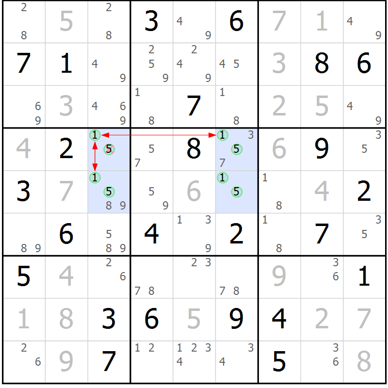 Position des candidats pour la solution de la Gr 22 page 25 du magazine de sudoku Maestro n° 104