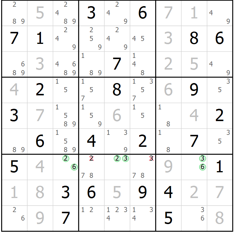 Position des candidats pour la solution de la Gr 22 page 25 du magazine de sudoku Maestro n° 104