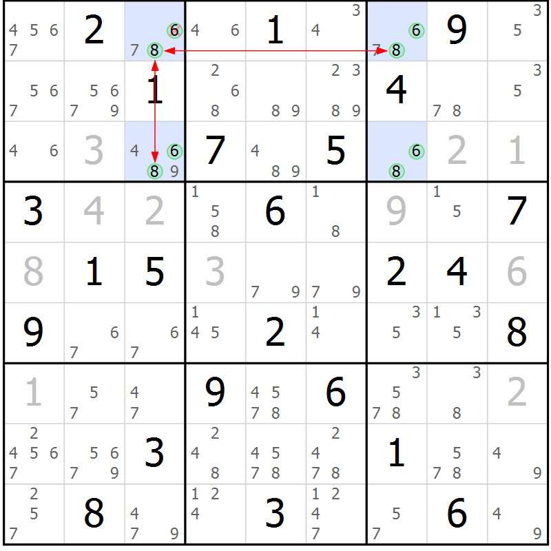 Position des candidats pour la solution de la Gr 23 page 26 du magazine de sudoku Maestro n° 104