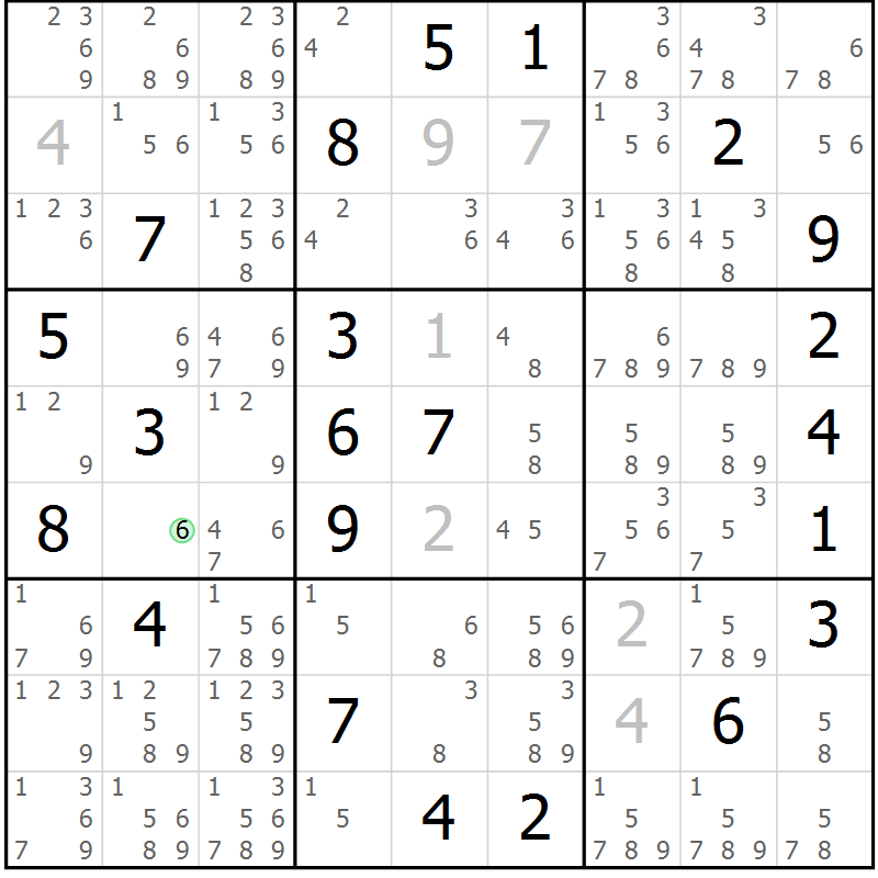 Position des candidats pour la solution de la Gr 24 page 27 du magazine de sudoku Maestro n° 104