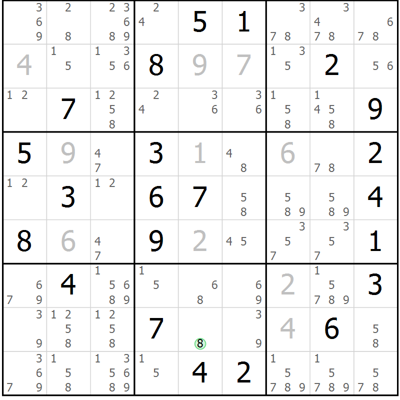 Position des candidats pour la solution de la Gr 24 page 27 du magazine de sudoku Maestro n° 104