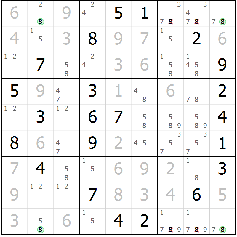 Position des candidats pour la solution de la Gr 24 page 27 du magazine de sudoku Maestro n° 104