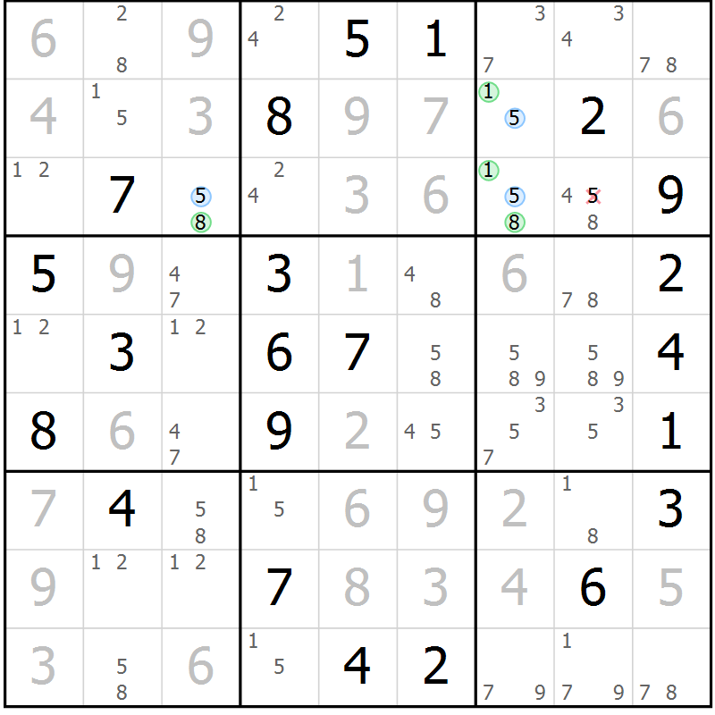Position des candidats pour la solution de la Gr 24 page 27 du magazine de sudoku Maestro n° 104